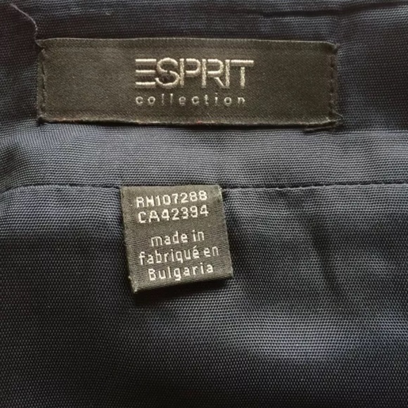 Esprit Faux Wrap Skirt Navy Brown Distress Tweed  Like Wool Blend Mini Skirt - Picture 7 of 9